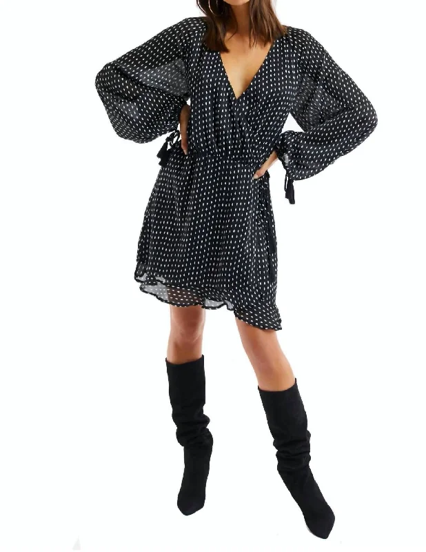 Special Savings Paint Dot Wrap Dress in Black, White