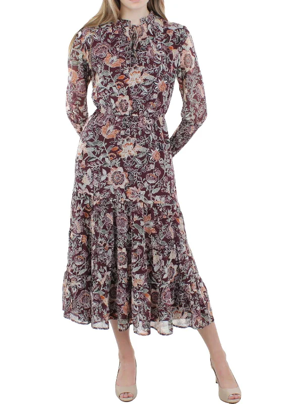 Price Fest Womens Floral Smocked Midi Dress