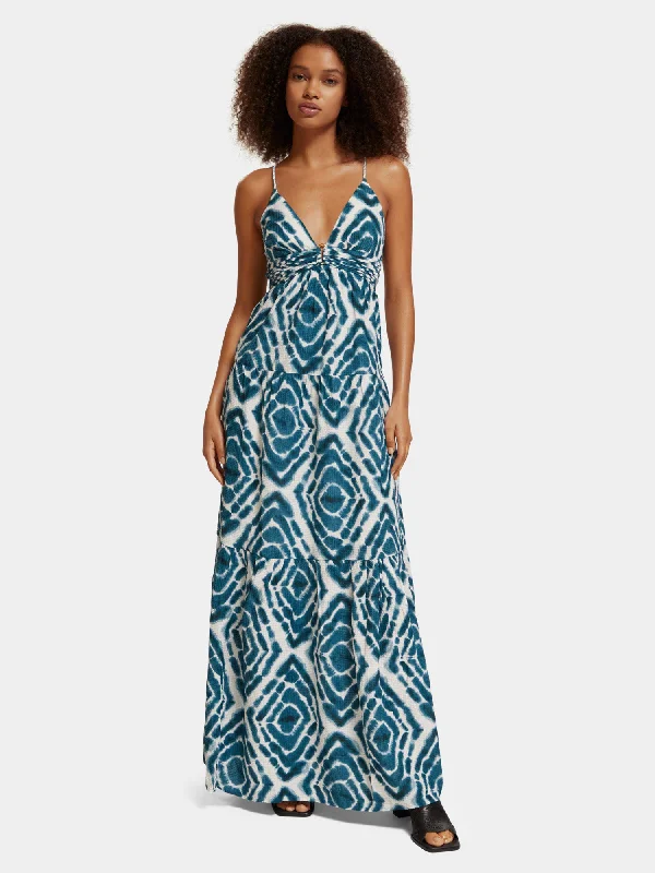 Unbeatable Prices V-neck tie-dyed maxi strap dress