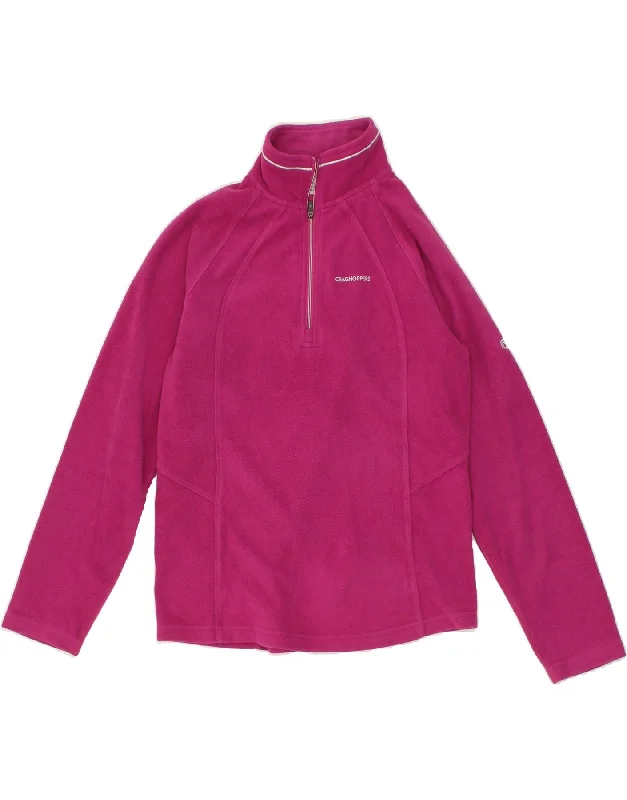 Crazy Savings CRAGHOPPERS Womens Zip Neck Fleece Jumper UK 10 Small Pink Polyester