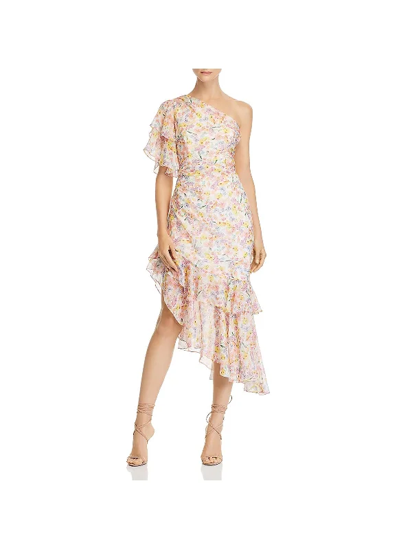 Buy Now Womens Floral One Shoulder Cocktail Dress