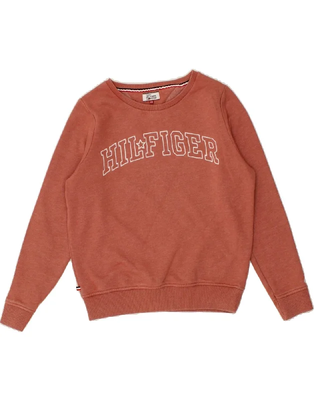 Buy Now TOMMY HILFIGER Womens Oversized Graphic Sweatshirt Jumper UK 6 XS Brown