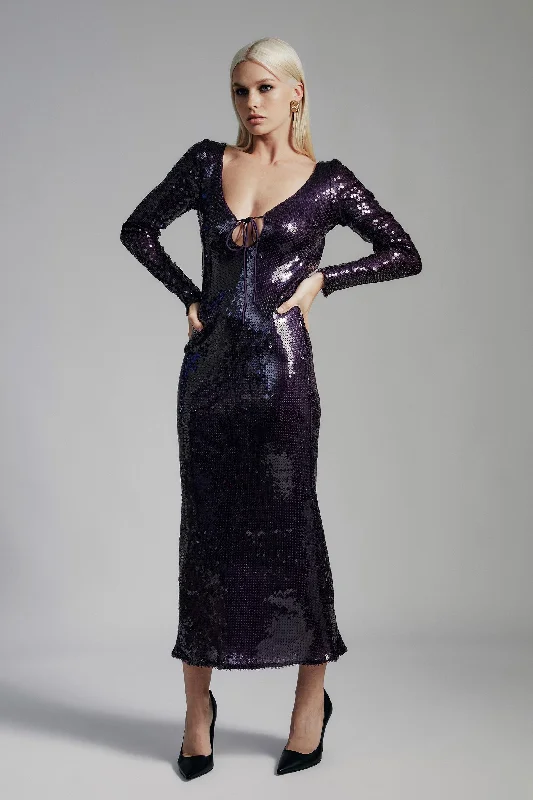 Deal Mania Verona Sequin Maxi Dress - Purple