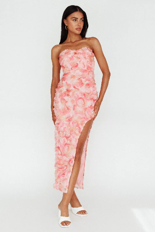 Buy Now In Paris Embellished Midi Dress Pink