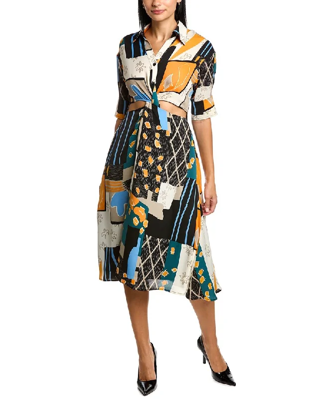 Take Advantage Gracia Twisted Cutout Shirtdress