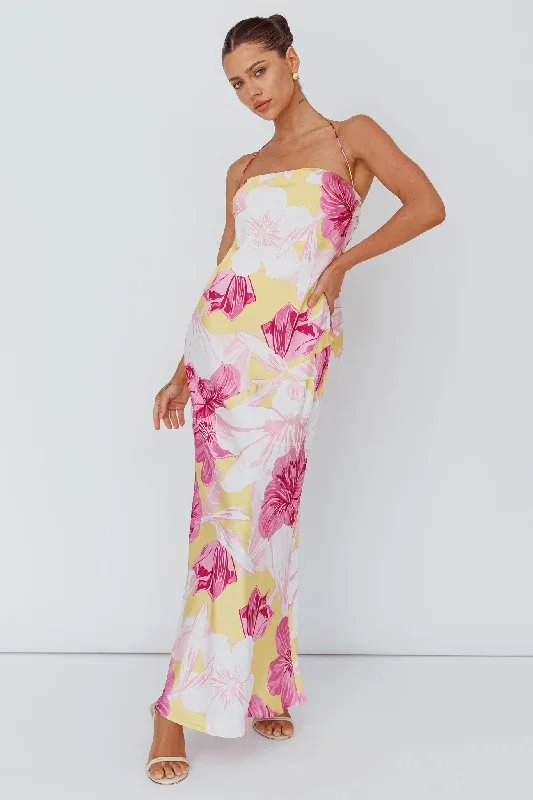 Exclusive Deal Jacquelynne Halter Cowl Back Maxi Dress Pink