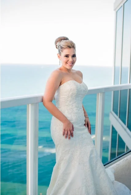 Online Only Oleg Cassini Strapless Satin Trumpet Gown with Lace