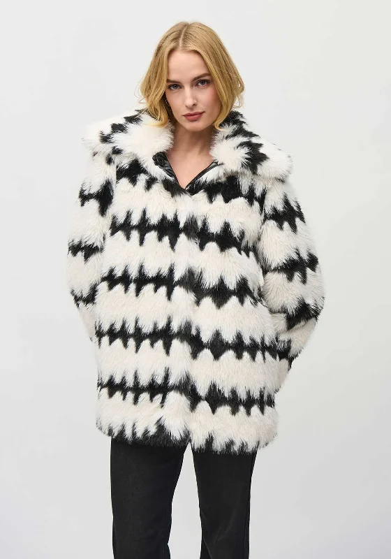 Buy Now Joseph Ribkoff Faux Fur Reversible Jacket, Vanilla & Black