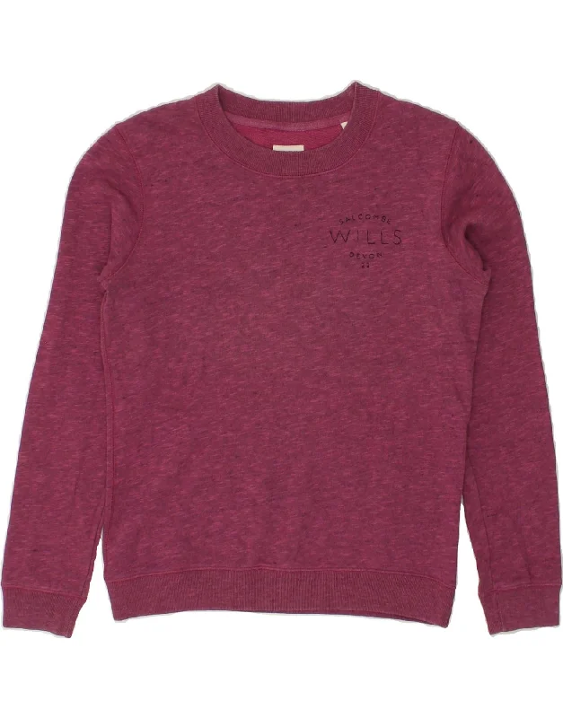 Act Fast JACK WILLS Womens Sweatshirt Jumper UK 8 Small  Pink Flecked Cotton