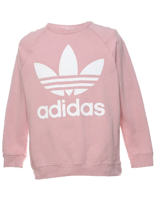 Amazing Deals Adidas Pale Pink & White Printed Sweatshirt - M