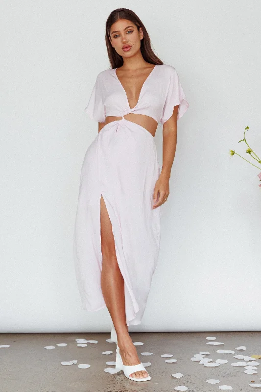 Crazy Savings Getaway Cut-Out Waist Midi Dress Pink