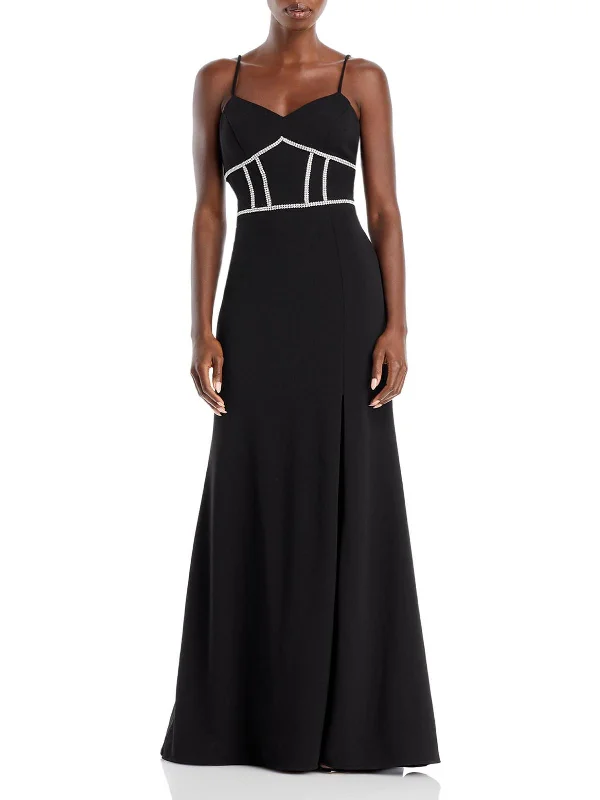 Buy More, Save More Womens Rhinestone Split Hem Evening Dress