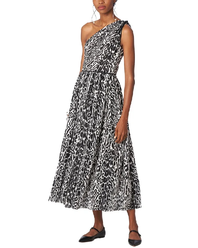 Don't Wait Carolina Herrera One-Shoulder Bow Silk Dress