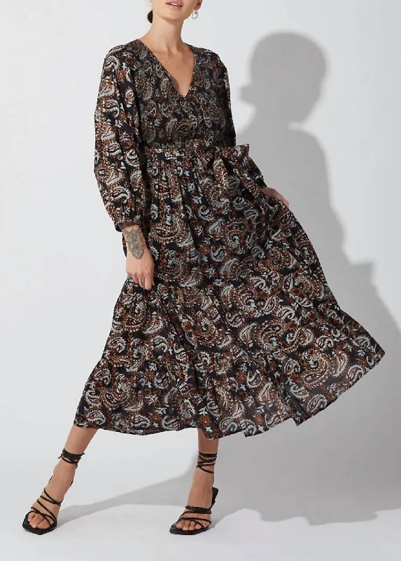 Major Savings Carly Ankle Dress in Avalon Block Print