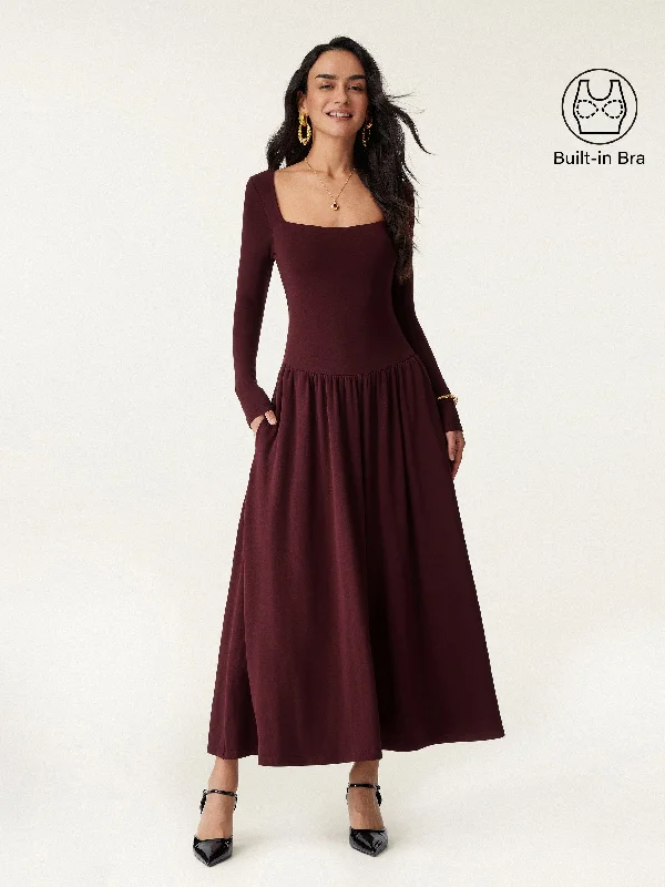Limited Time Discount Square Neck Curved Waist Brami Dress