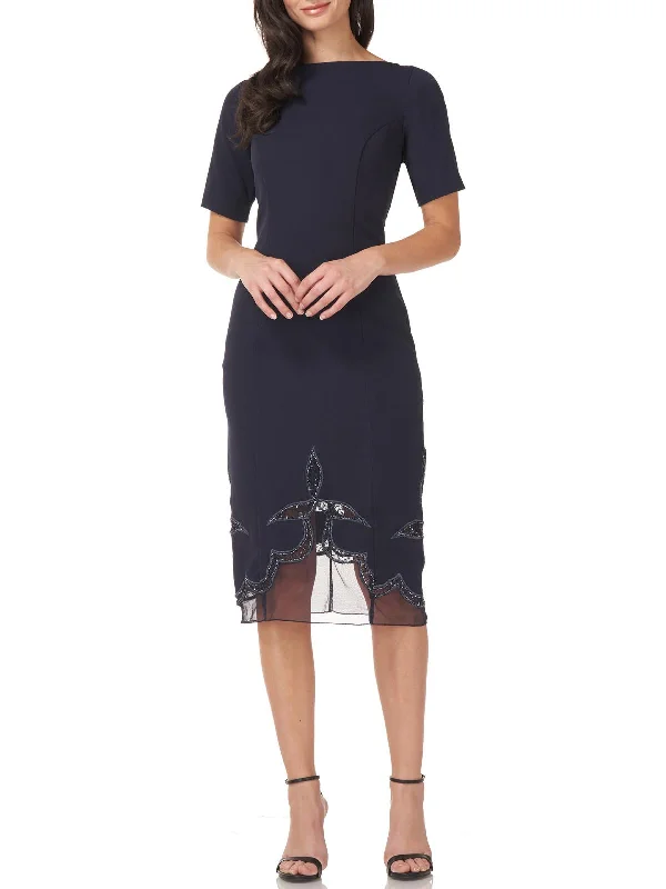 Crazy Deals Womens Beaded Illusion Hem Cocktail and Party Dress