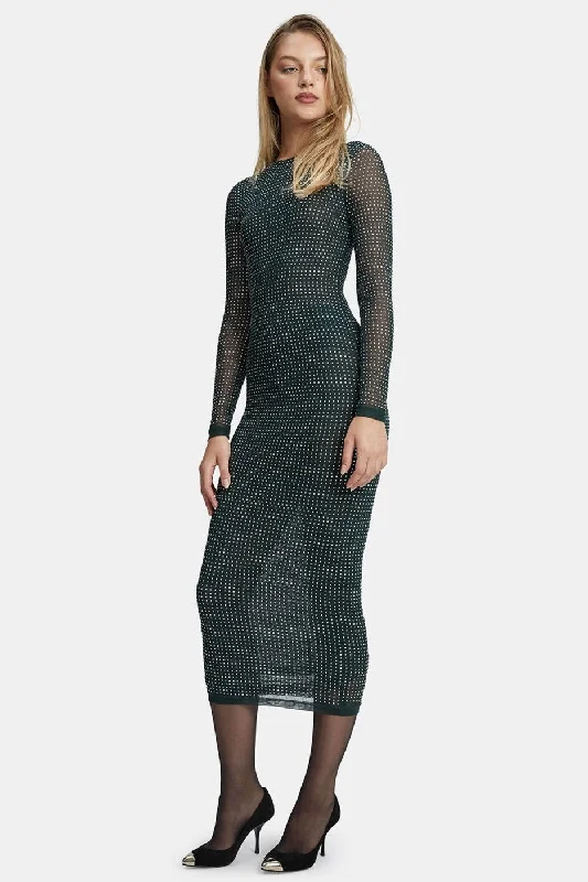 Best Bargains Atlas Diamante Midi Dress - Forest Green