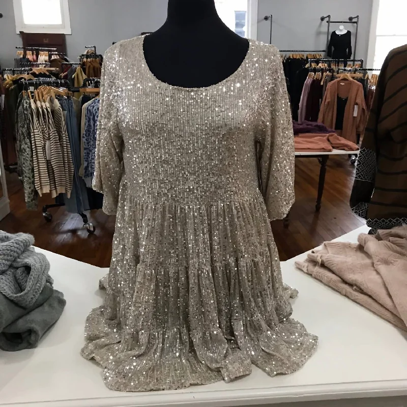 Online Exclusive Veronica Baby Doll Dress in Silver