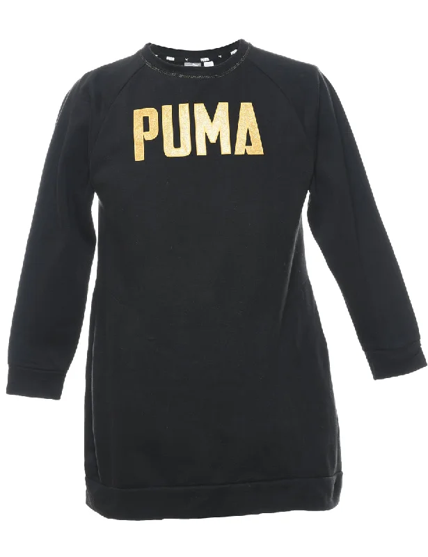 Take Advantage Puma Extra Long Black & Yellow Printed Sweatshirt - S