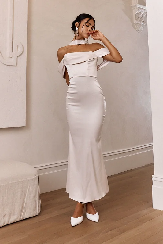Limited Time Discount Eclipse Draped Sleeve Midi Dress Beige
