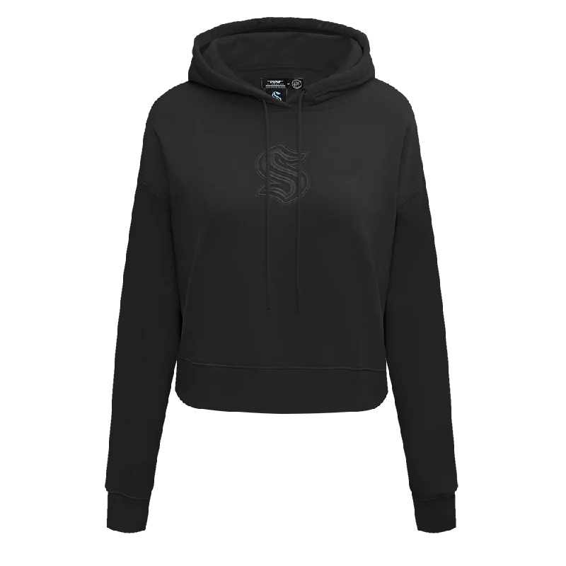 Price Reduction NHL SEATTLE KRAKEN NEUTRAL WOMEN'S CROPPED PO HOODIE (BLACK)