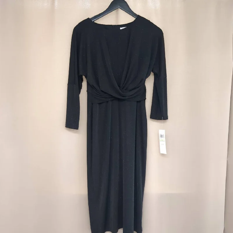 Discount Deals 3/4 Length Sleeves Dress in Black Sparkle