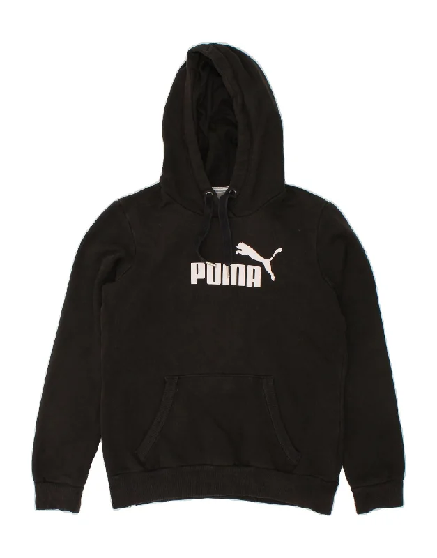 Last Chance PUMA Womens Graphic Hoodie Jumper UK 10 Small  Black Cotton