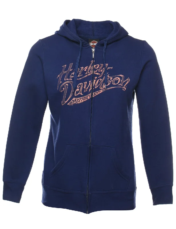 Holiday Sale Harley Davidson Hooded Navy & Peach Y2K Track Top - S