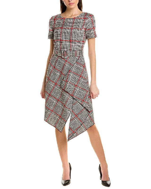 Exclusive Deal Oscar de la Renta Tartan Tweed Midi Dress