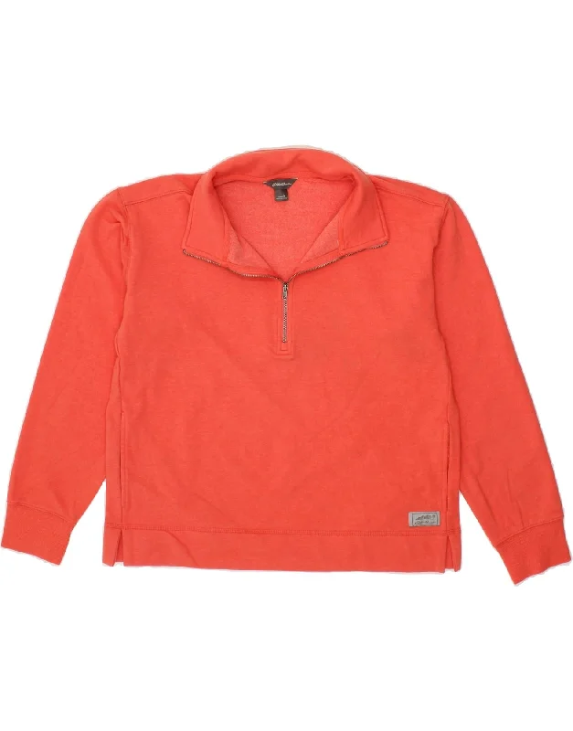 Online Only EDDIE BAUER Womens Zip Neck Sweatshirt Jumper UK 14 Medium Orange Cotton Online Only EDDIE BAUER Womens Zip Neck Sweatshirt Jumper UK 14 Medium Orange Cotton