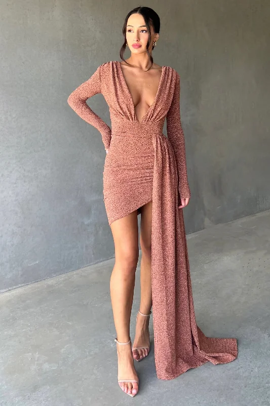 One-DAY Sale Mariya Dress - Bronze Foil