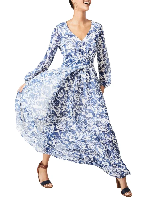 Don’t Miss Out Womens Floral Print Maxi Wrap Dress