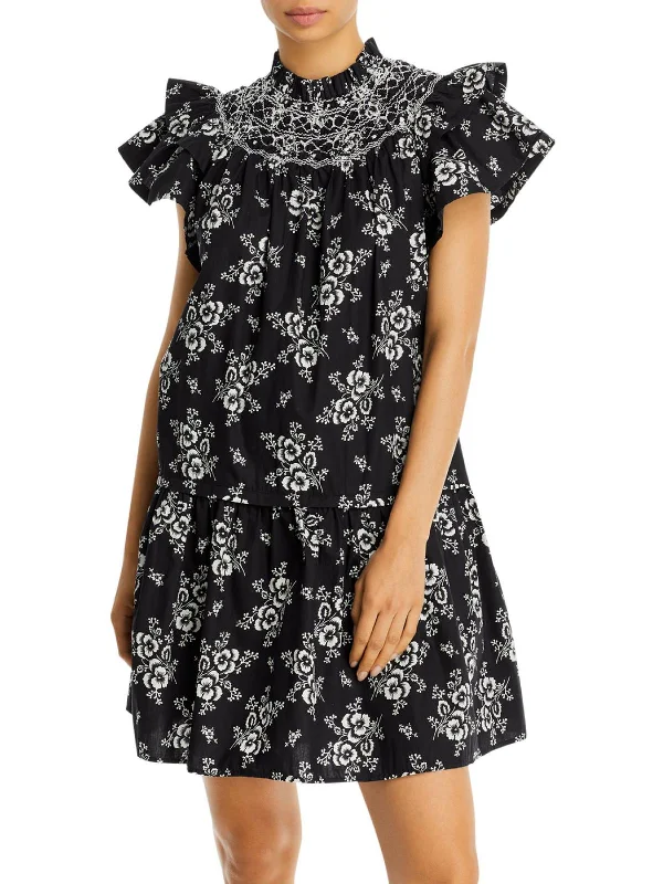 New Markdowns Alessia Womens Floral Smocked Tunic Dress