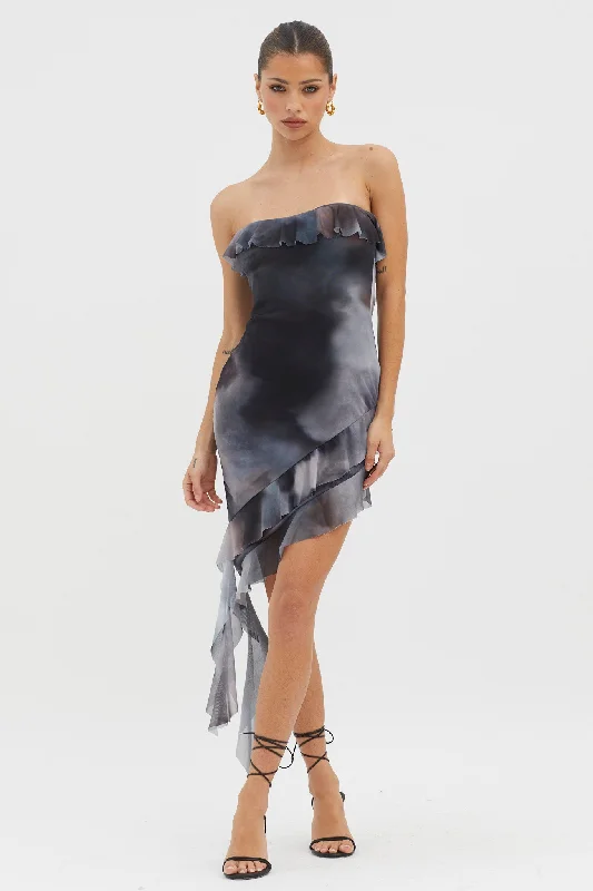 Deal Alert Won't Let Go Ruffle Trim Mini Dress Charcoal