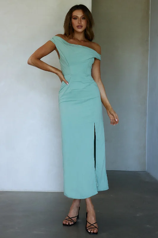 Special Buy Miriam On-Off Shoulder Midi Dress Pistachio
