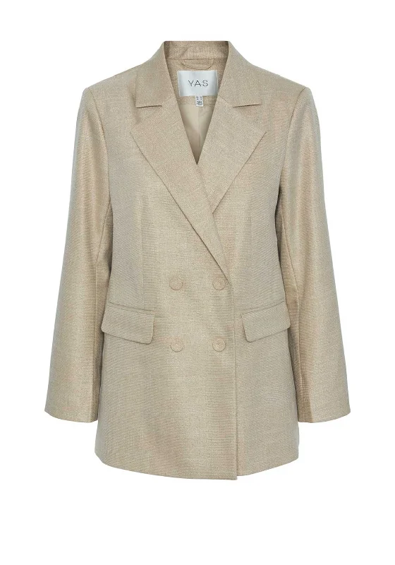 Unbeatable Prices Y.A.S Gulma Shimmer Double Breasted Blazer, Gold