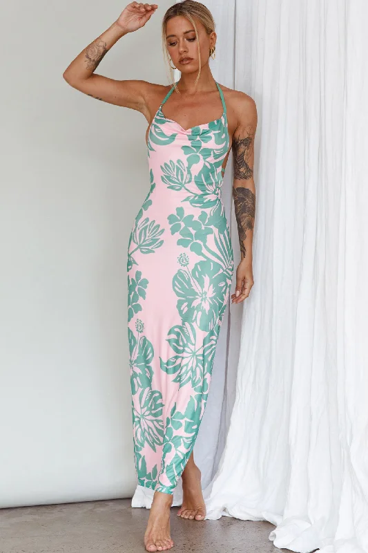 Deal Mania Fiji Feeling Midi Dress Tropical Pink