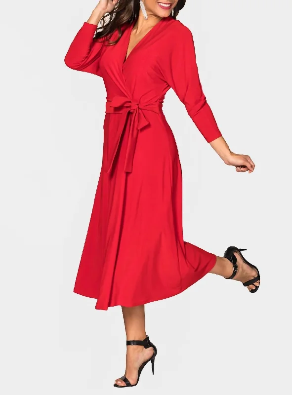 Great Deals Dolman Sleeve Maxi Dress in Red