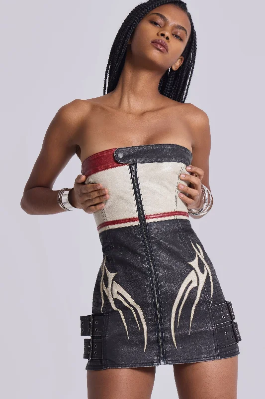 YEAR-End Clearance Xiva Motocross Faux Leather Dress