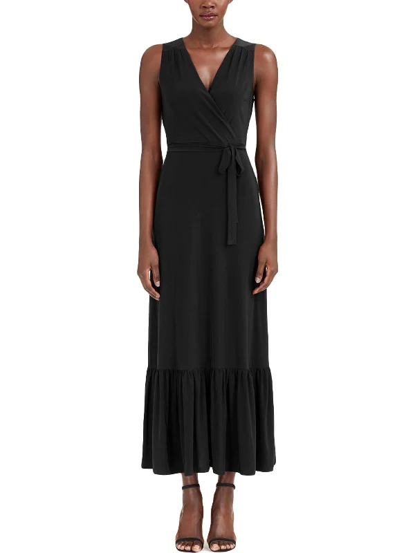 Price Slash Womens Faux Wrap Peplum Maxi Dress