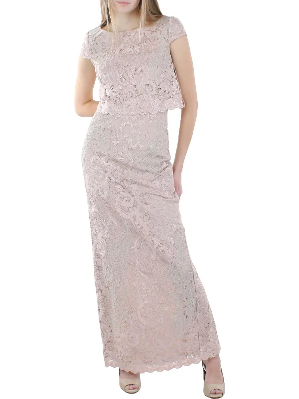 Can't Miss Womens Lace Maxi Evening Dress