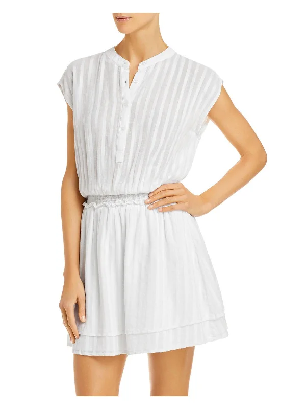 Bargain Bin Angelina Womens Smocked Illusion Mini Dress