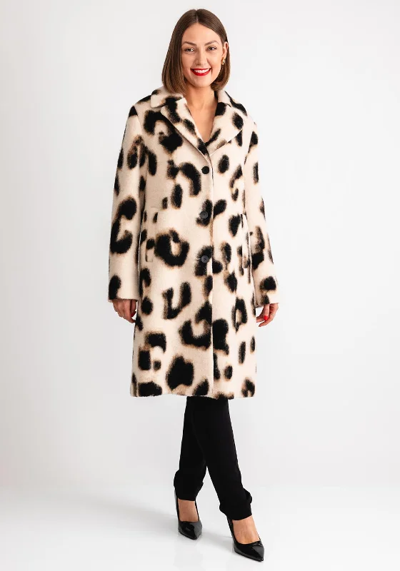 Now or Never Gerry Weber Wool Blend Leopard Coat, Beige