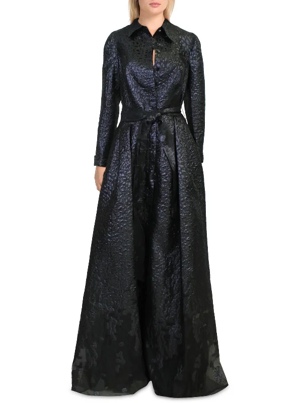 Now or Never Womens Textured Maxi Evening Dress