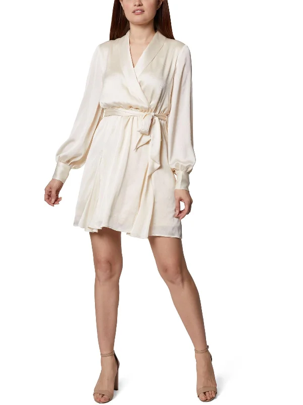 Quick Sale Womens Textured Plunging Mini Dress