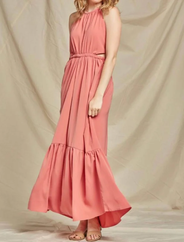 Price Blitz Cut Out Maxi Dress in Coral