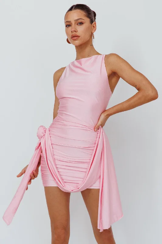 Get It Before It’s Gone Agyness Rose Sash Feature Mini Dress Baby Pink