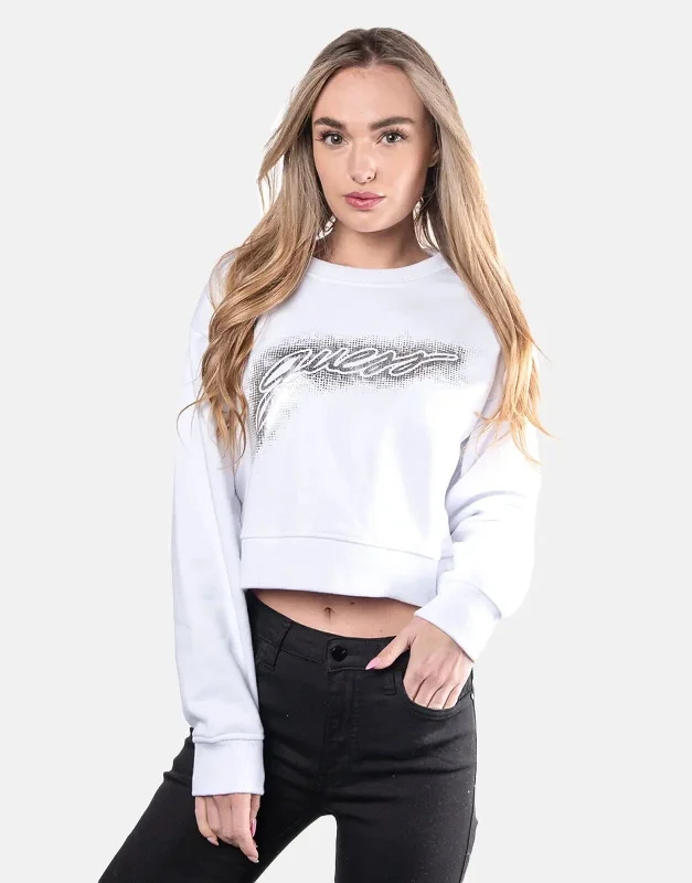 Savings Alert Guess Logo Crop Pullover Sweatshirt