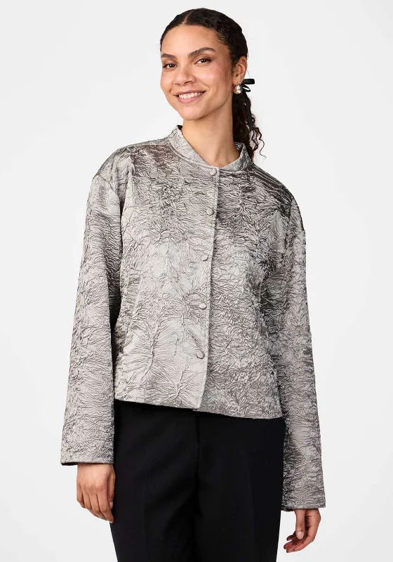 Value Deals Y.A.S Sabina Crinkle Metallic Bomber Jacket, Storm Grey