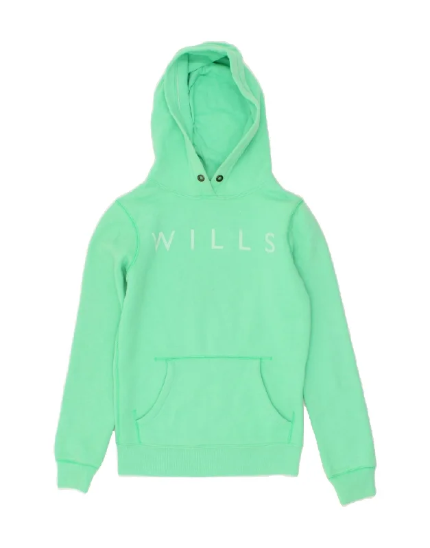Super Bargain JACK WILLS Womens Graphic Hoodie Jumper UK 4 XS  Green Cotton